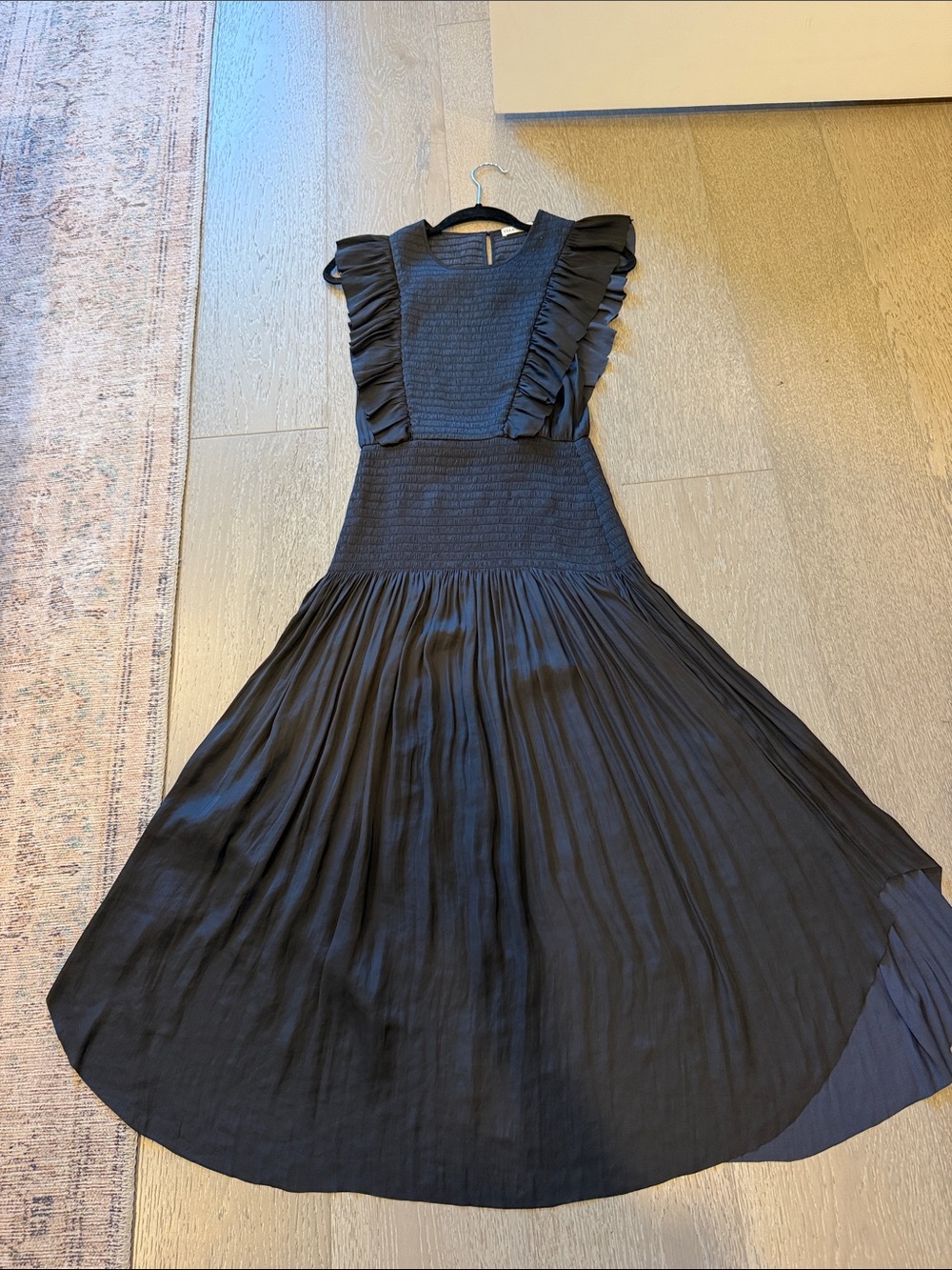 Ulla Johnson Black Ruffle-Shoulder Maxi Dress